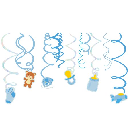 12 Deko Spiralen - Baby-Boy